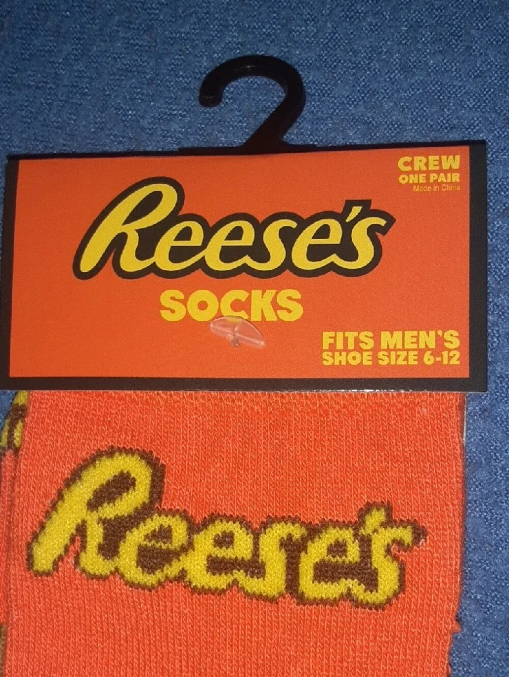 Men's Crew Socks in Orange with Peanut Butter CupMotif